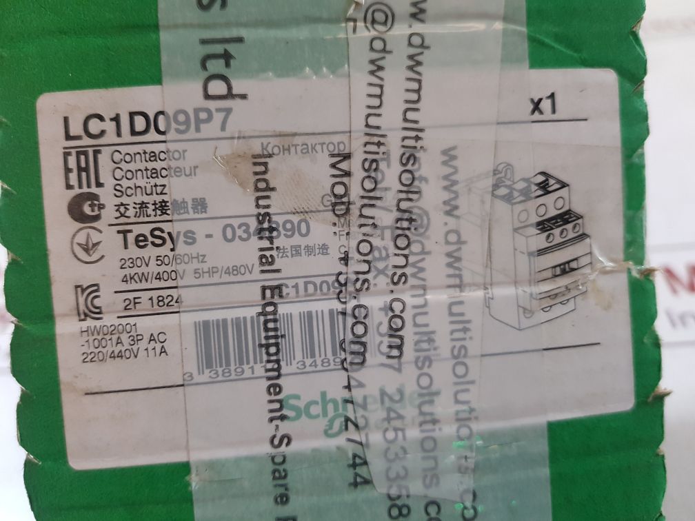 Schneider electric lc1d09p7 contactor with box