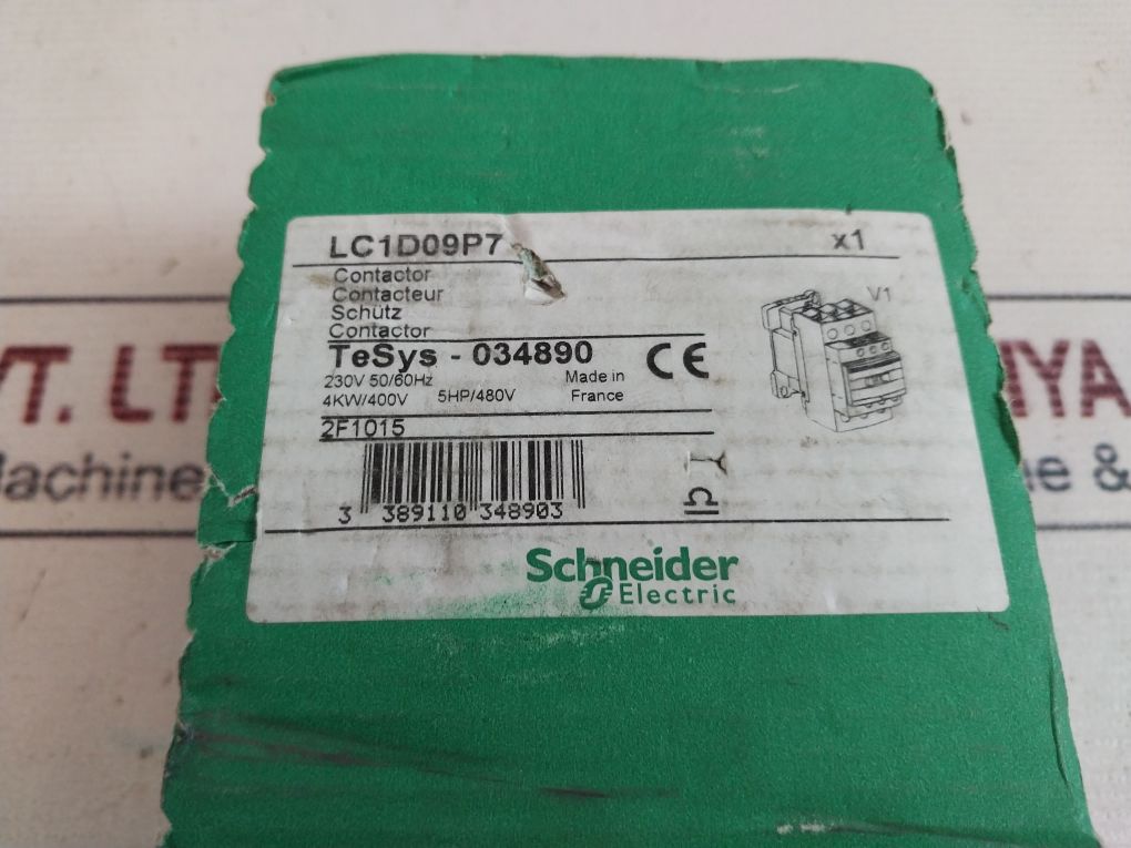 Schneider Electric Lc1D09P7 Contactor 4Kw/400V 5Hp/480V