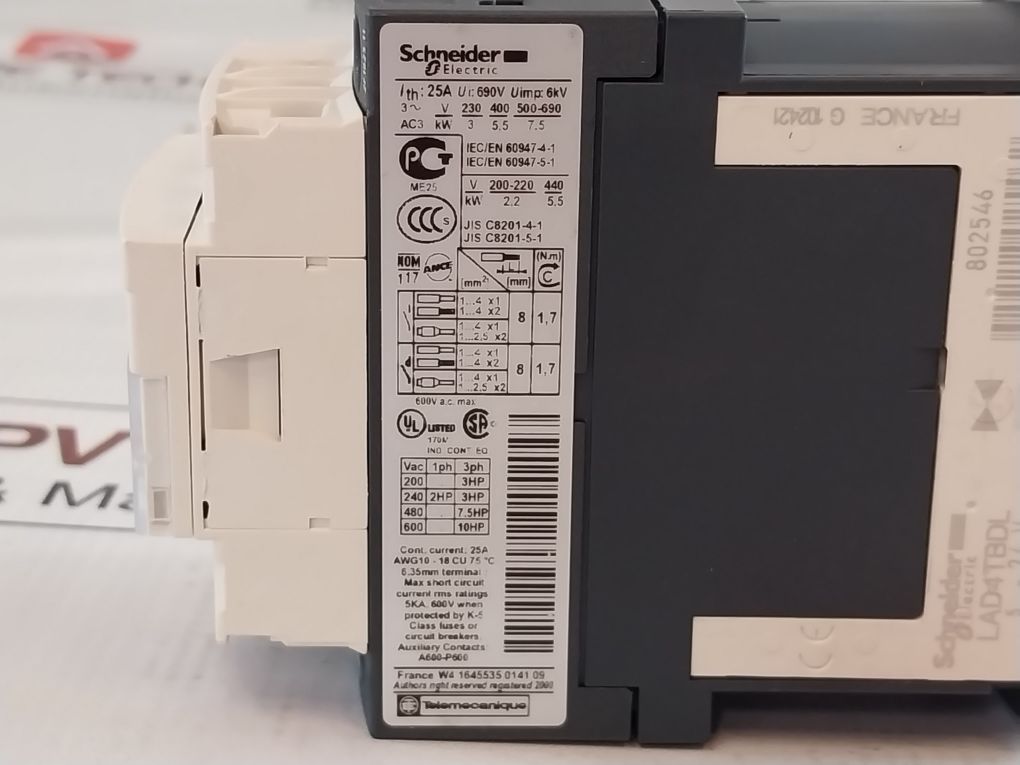 Schneider Electric/Telemecanique Lad4Tbdl Contactor Lc1D12