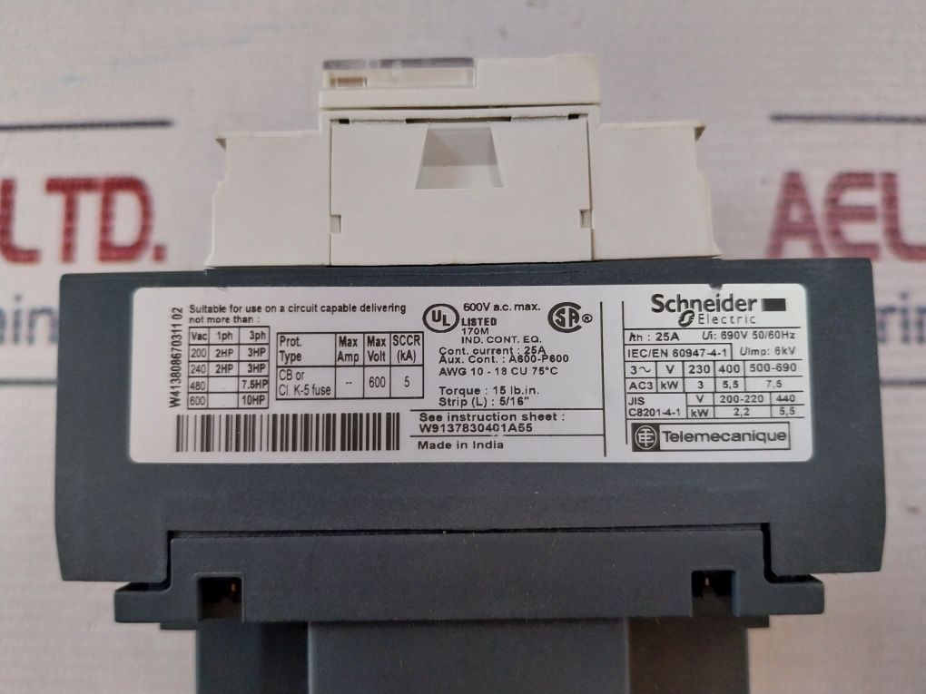Schneider Electric Lc1D128F7 Contactor 690V