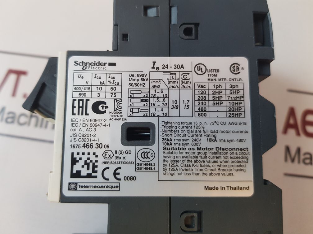 Schneider Electric Lc1D12 Bd Contactor With Gv2Me32 Motor Circuit Breaker