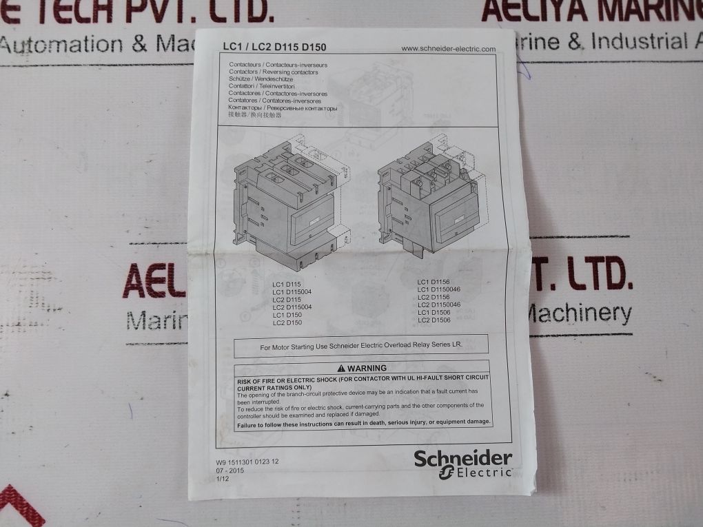 Schneider Electric Lc1D150P7 Contactor