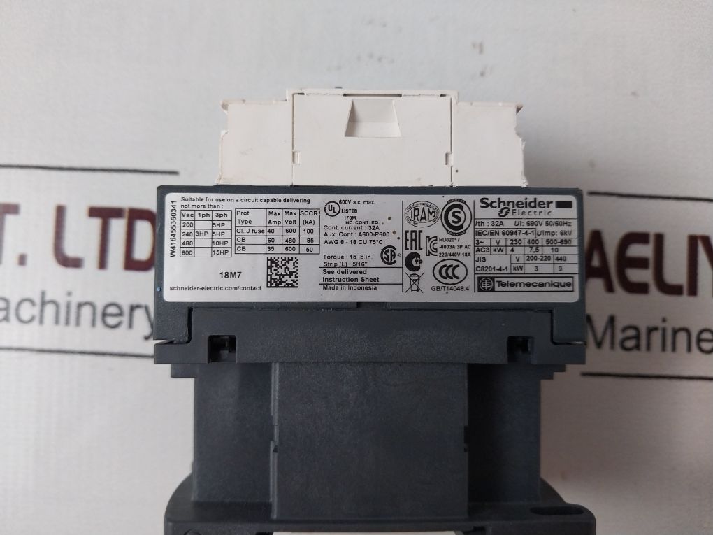 Schneider/Telemecanique Lc1D18M7 Contactor Relay 220V 50/60Hz,32A