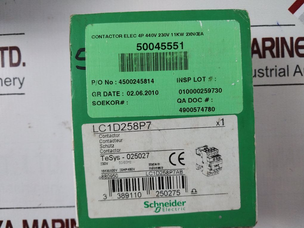 Schneider Electric Lc1D258P7 Contactor