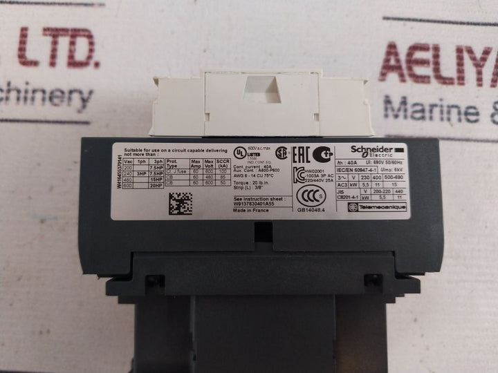 Schneider Electric Lc1D25 Contactor 110V 50/60Hz 40A