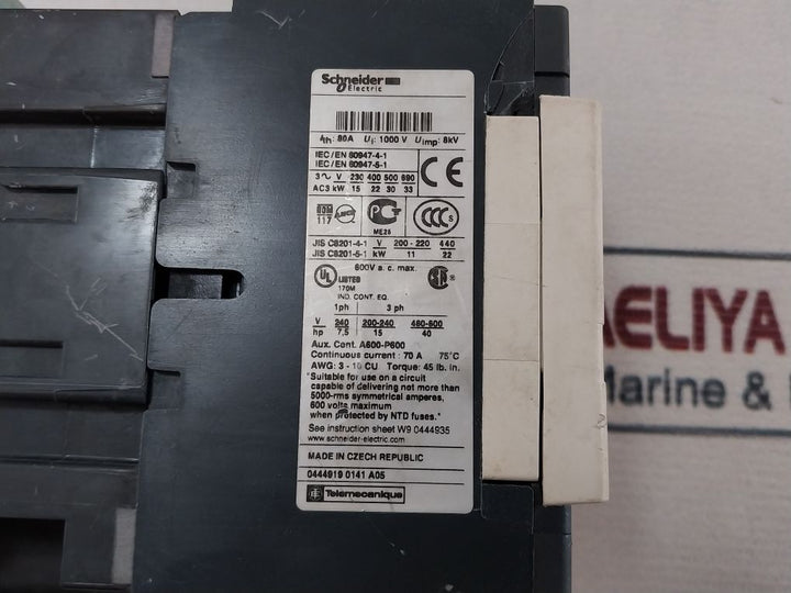 Schneider Electric Lc1D50 Contactor 70A