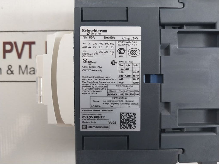 Schneider Electric/Telemecanique Lc1D50Af7 Contactor Lc1D50A