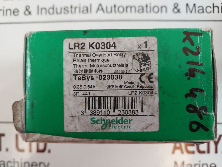 Schneider /Telemecanique Lr2K0304 Thermal Overload Relay 0.36-0.54A