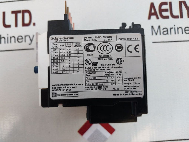Schneider /Telemecanique Lr2K0304 Thermal Overload Relay 0.36-0.54A