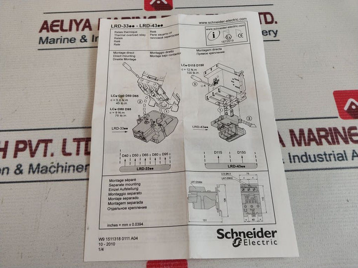 Schneider Electric Lrd3363 Thermal Overload Relay LRD3363