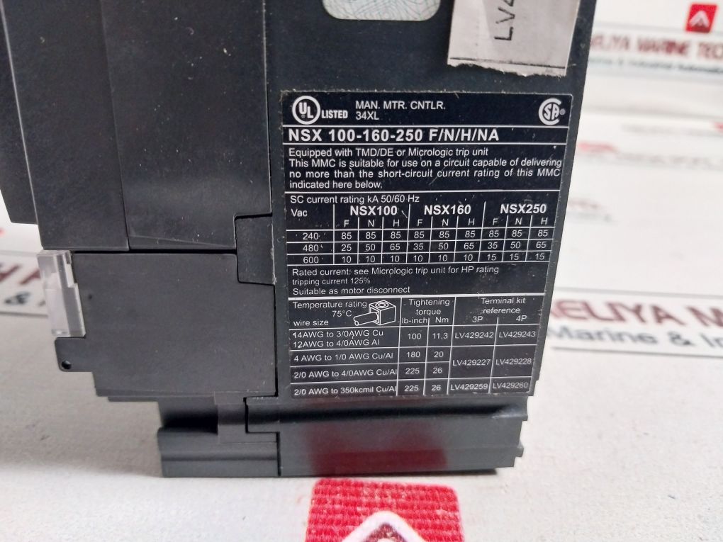 Schneider Electric Lv429741 Circuit Breaker Nsx 100F