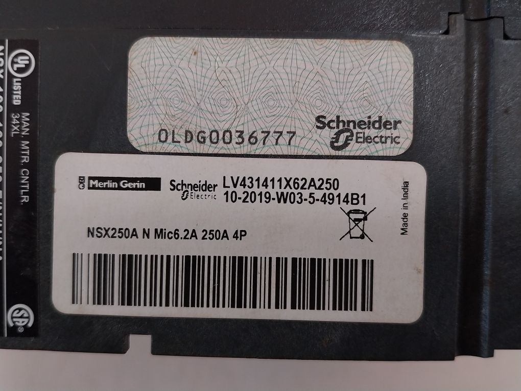 Schneider Electric Lv431411X62A250 Moulded Case Circuit Breaker 250A