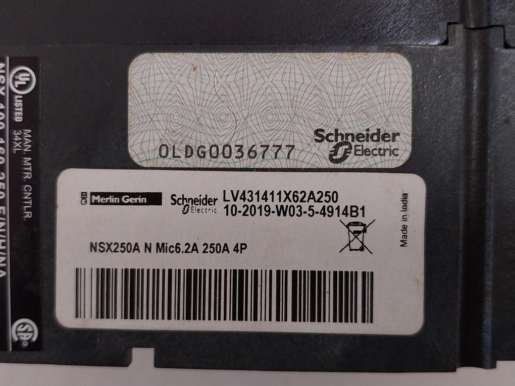 Schneider Electric Lv431411X62A250 Moulded Case Circuit Breaker 250N