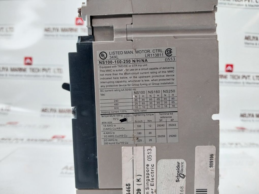 Schneider/Merlin Gerin Ns100-160-250 N/H/Na Circuit Breaker Ns100 N ,Tm 100 D