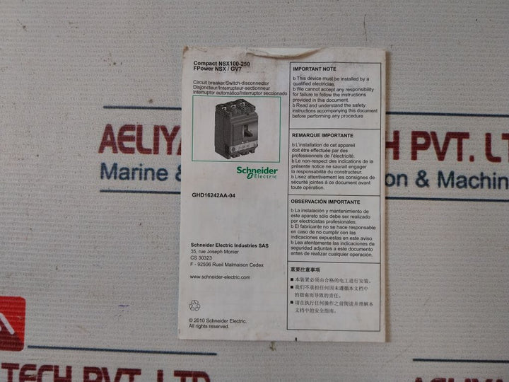 Schneider Electric Nsx 100F Circuit Breaker/Switch-disconnector Cat A