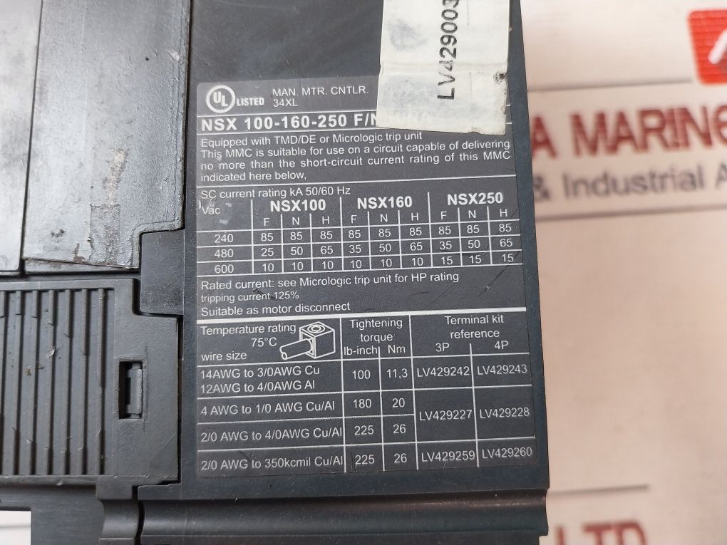 Schneider Electric Nsx 100F Compact Circuit Breaker