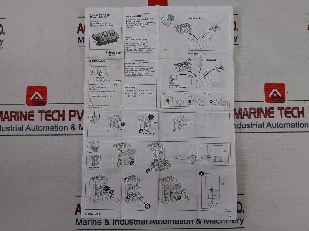 Schneider Electric Nsx 160F Circuit Breaker Micrologic Trip Unit