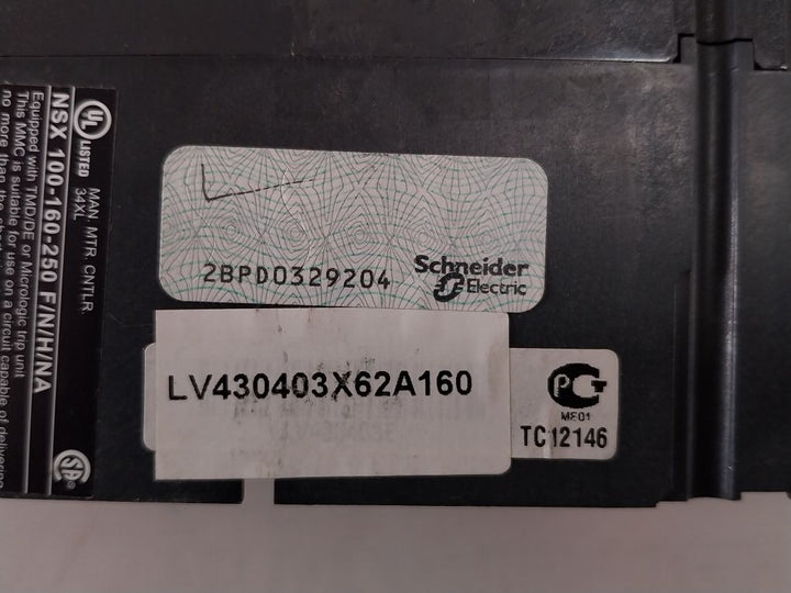 Schneider Electric Nsx 160F Circuit Breaker Micrologic Trip Unit