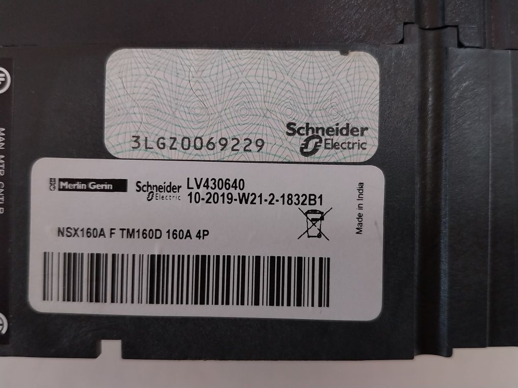Schneider Electric Nsx 160F Moulded Case Circuit Breaker 160A