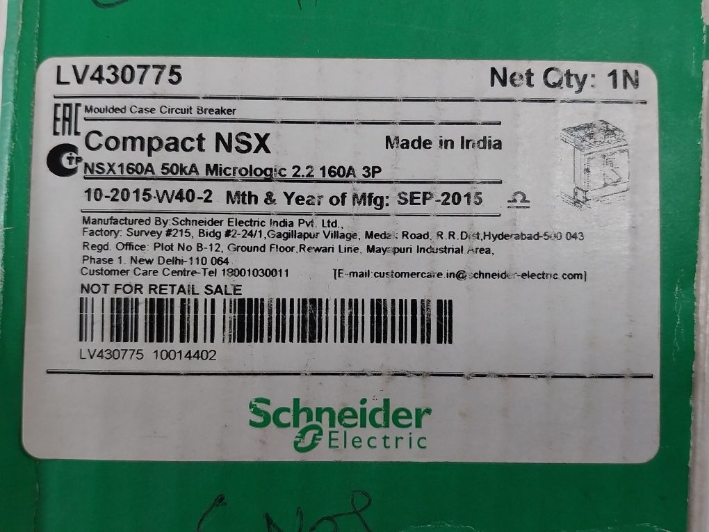 Schneider Electric Nsx 160N Moulded Case Circuit Breaker Cat A