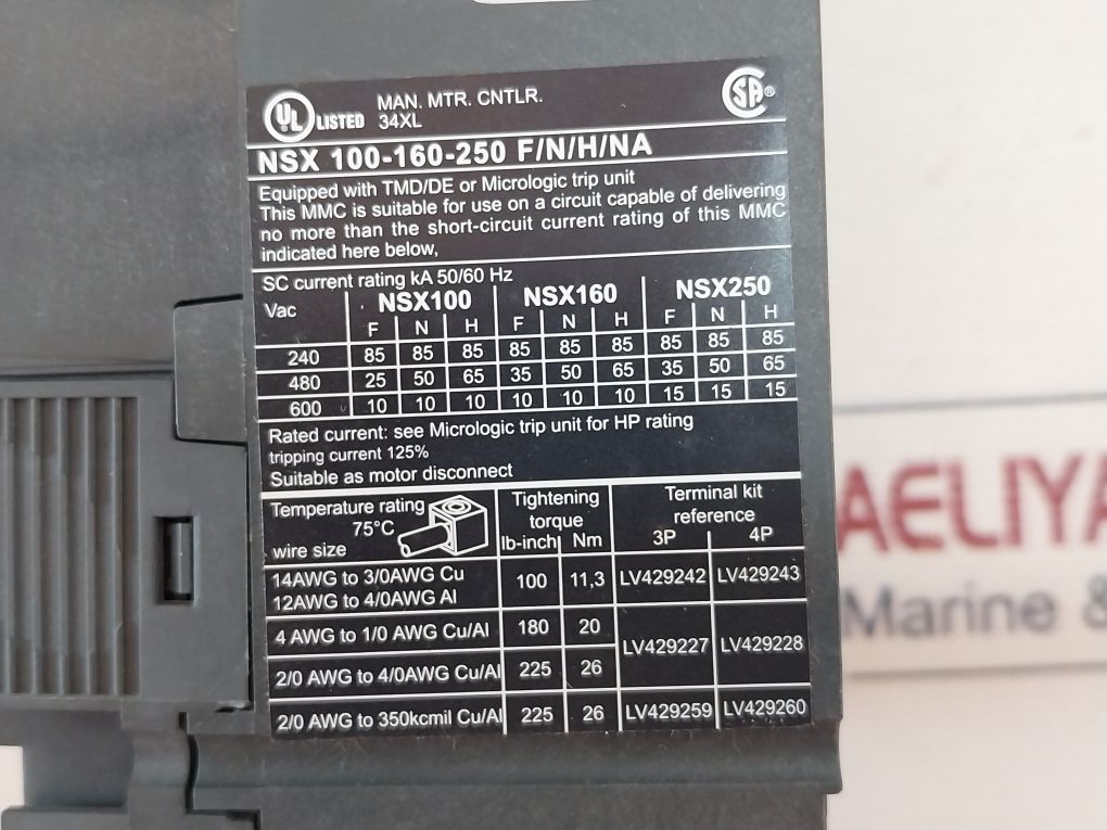 Schneider Electric Nsx 250 F Moulded Case Circuit Breaker Lv431770