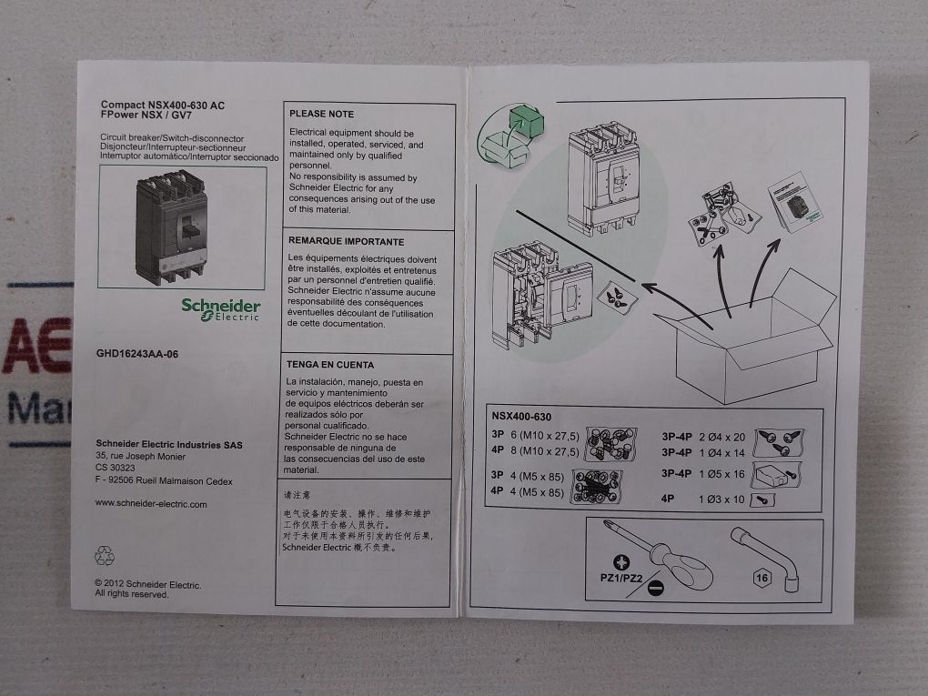 Schneider Electric Nsx 400-630 F/N/H/Na Circuit Breaker