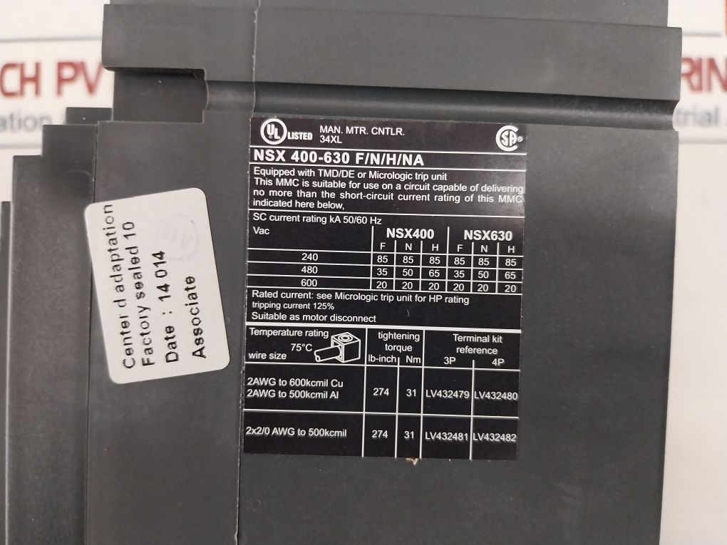Schneider Electric Nsx 400-630 F/N/H/Na Circuit Breaker