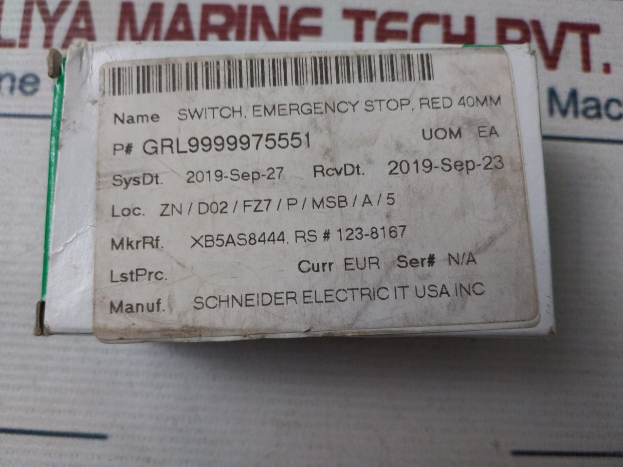 Schneider Electric Xb5As8444 Emergency Stop Red Switch 40Mm