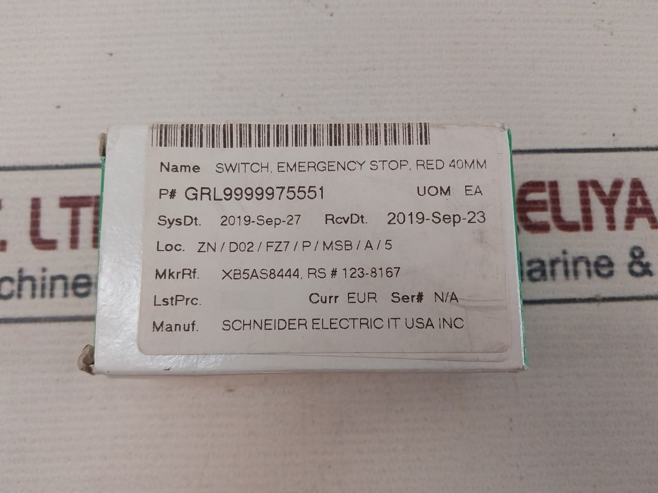 Schneider Electric Xb5As8444 Emergency Stop Switch