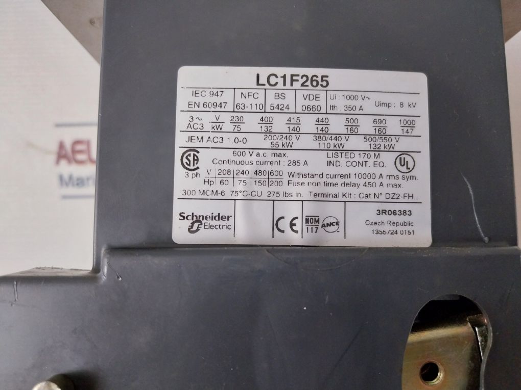 Schneider Electric Lc1 F265 Contactor En 60947 600 Vac