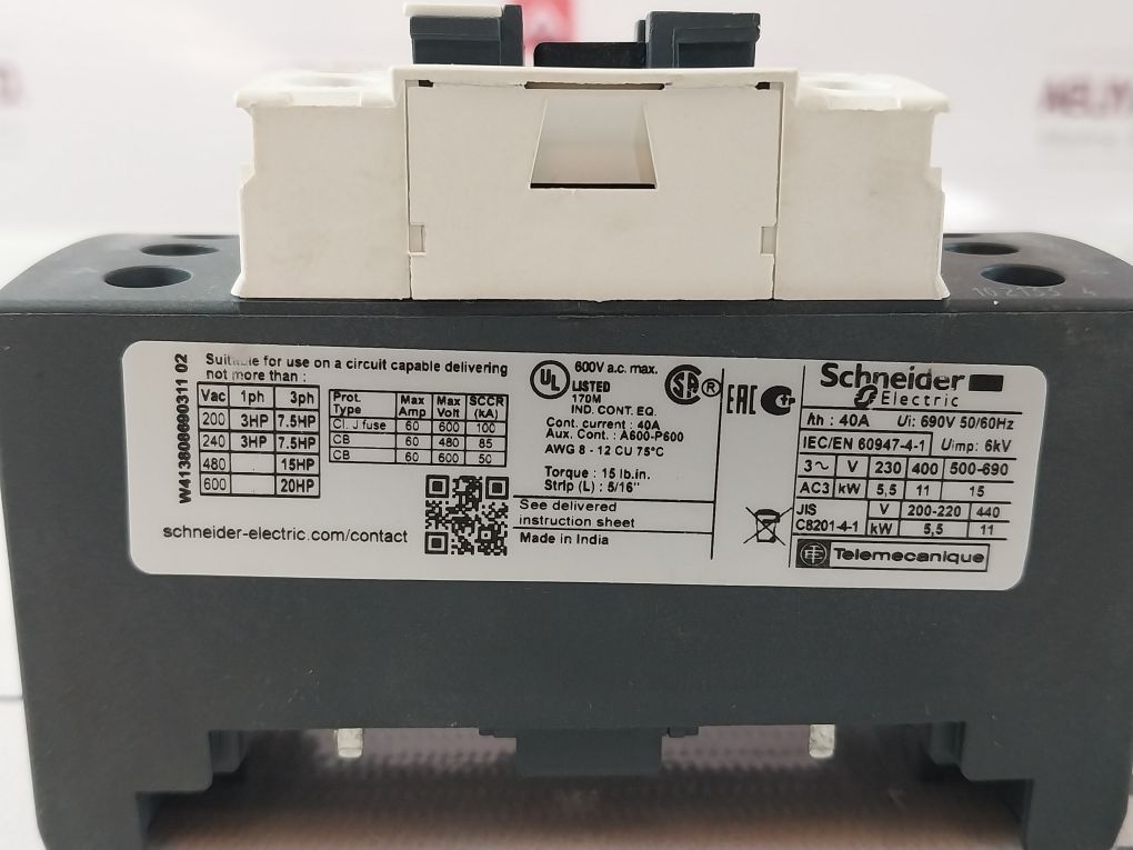 Schneider Electric Lc1D258 40A 600V