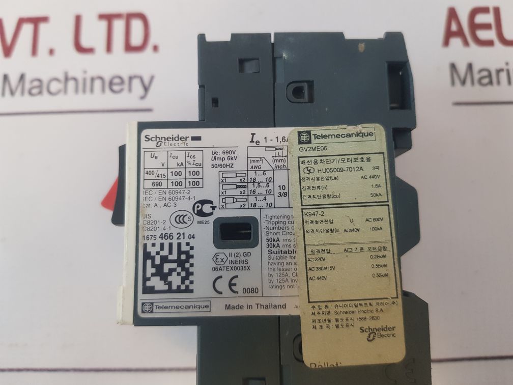 SchneiderTelemecanique Gv2Me06 Motor Circuit Breaker 1-1,6A