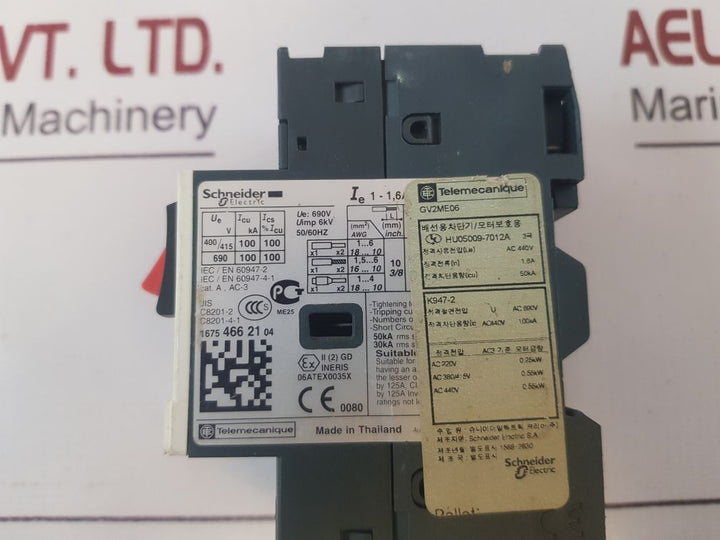 SchneiderTelemecanique Gv2Me06 Motor Circuit Breaker 1-1,6A