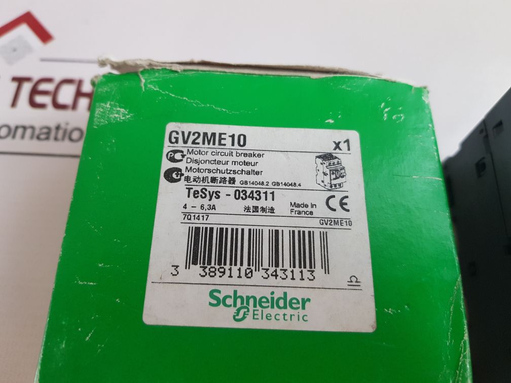 SchneiderTelemecanique Gv2Me10 Motor Circuit Breaker 4-6.3A