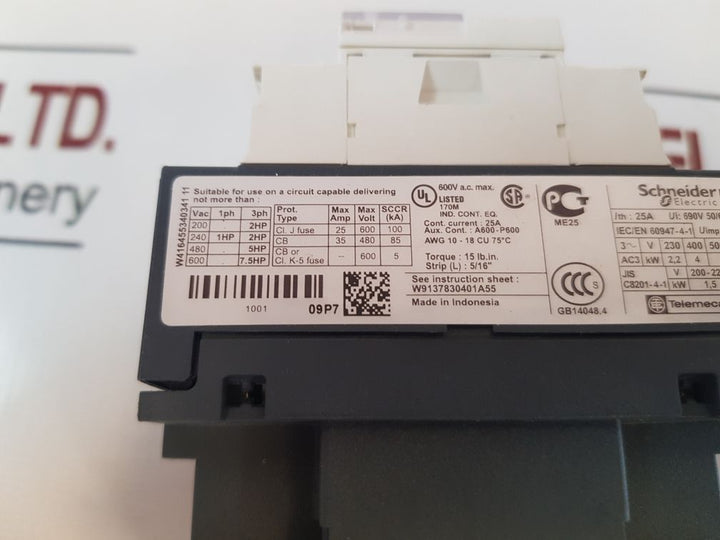 SchneiderTelemecanique Lc1D09P7 Contactor 230V Free Shipping By Express