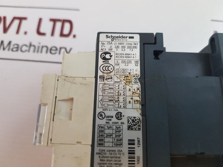 SchneiderTelemecanique Lc1D12M7 Contactor 25A Free Shipping