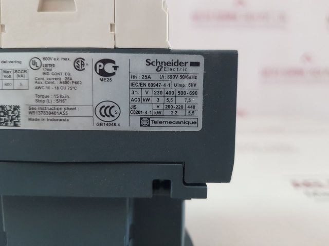 SchneiderTelemecanique Lc1Dt25P7 Contactor 230V 5060Hz