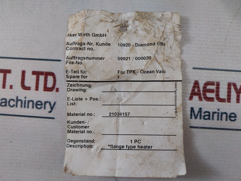 Schniewindt 2392-692-0 Oil Heater Ptb 03 Atex 1038 X