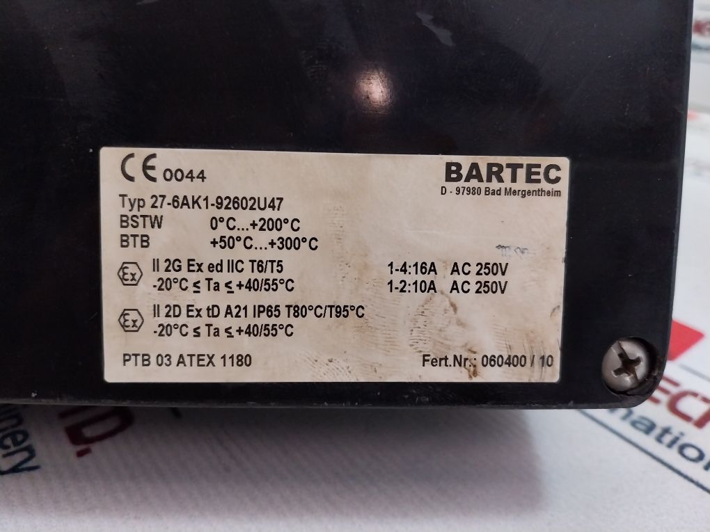 Schniewindt 2392-692-0 Oil Heater Ptb 03 Atex 1038 X