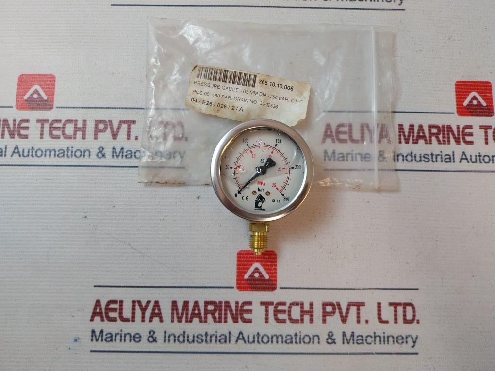 Schoenrock Hydraulik 0-250 Bar Pressure Gauge