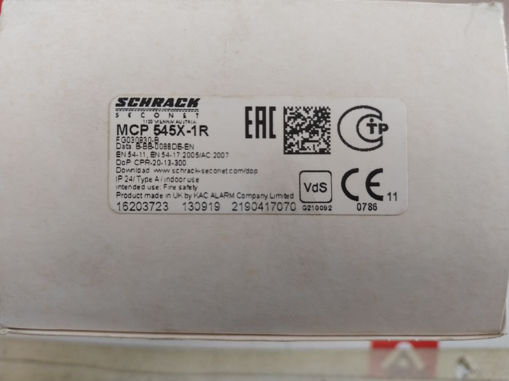 Schrack Mcp 545X-1R Single Action Manual Call Point