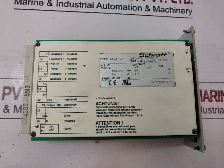 Schroff 13100058 Sem 124 Psu Power Supply 100-240 Vac