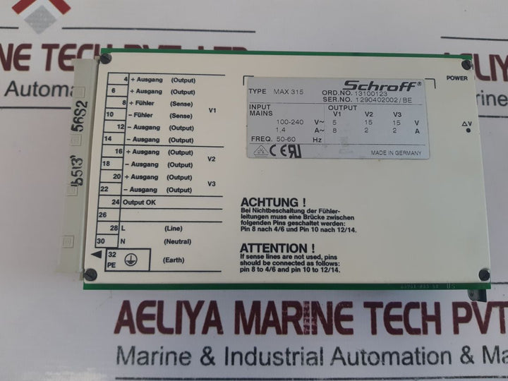 Schroff Max 315 Power Supply 13100123
