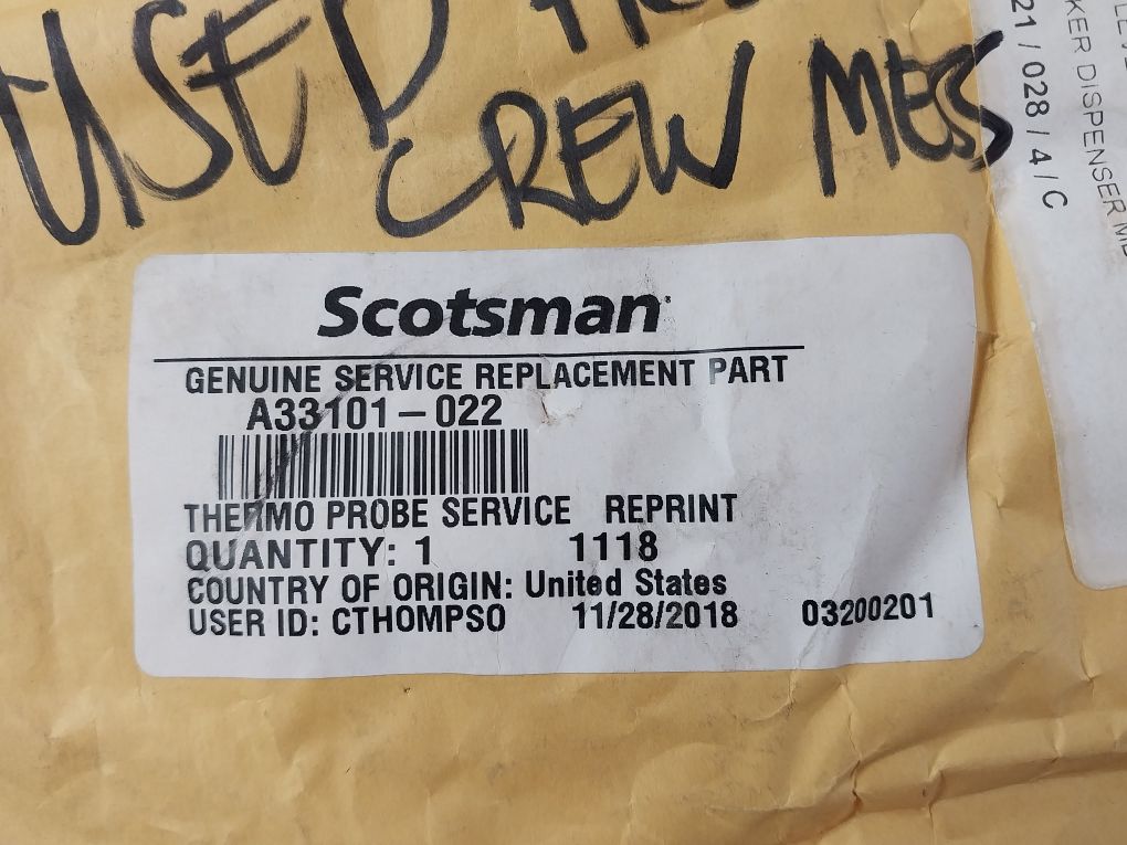 Scotsman A33101-022 Thermo Probe Service Water Level Sensor 556.25.00.603