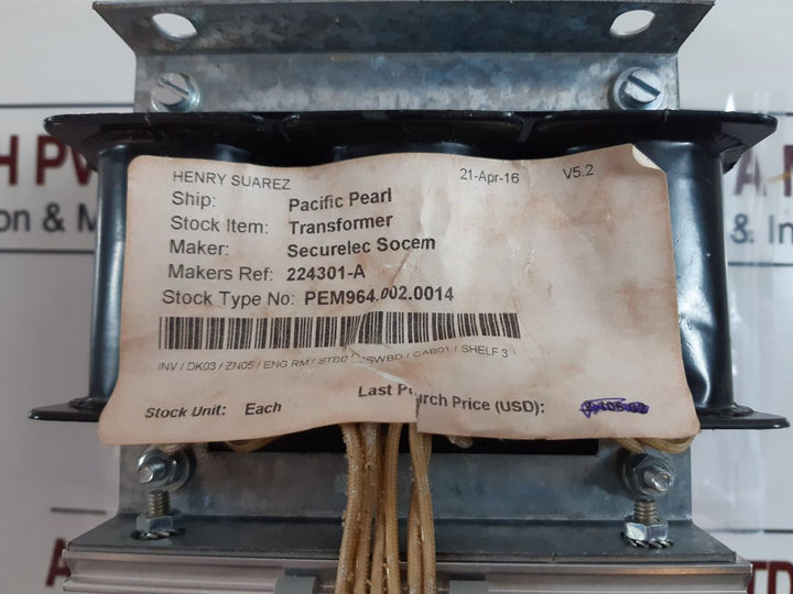 Securelec-socem Sp. 224301-a Three-phase Transformer
