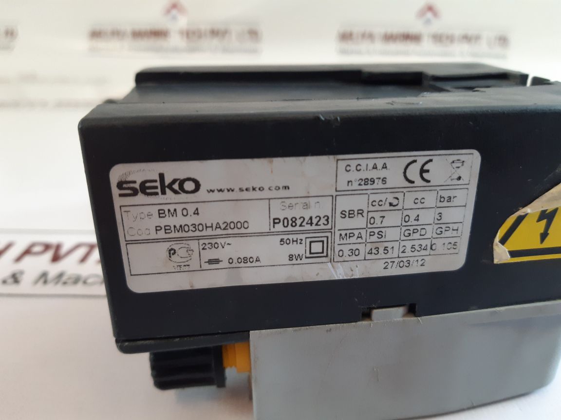 Seko Bm 0.4 Time Adj Rinse Aid Pump Pbm030Ha2000