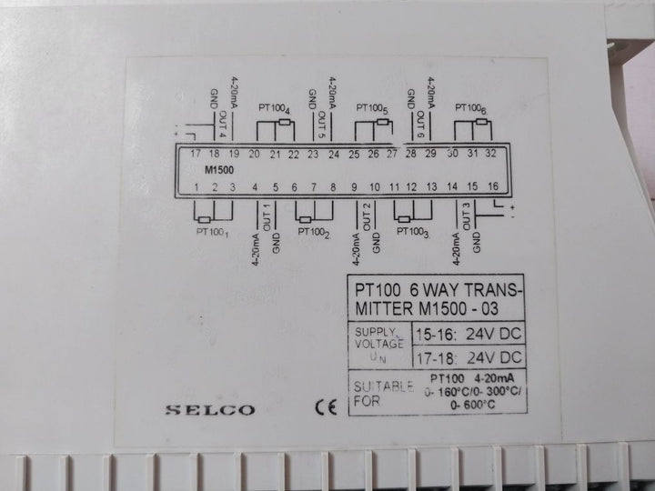 Selco M1500-03 Pt100 6-way Transmitter 24V Dc