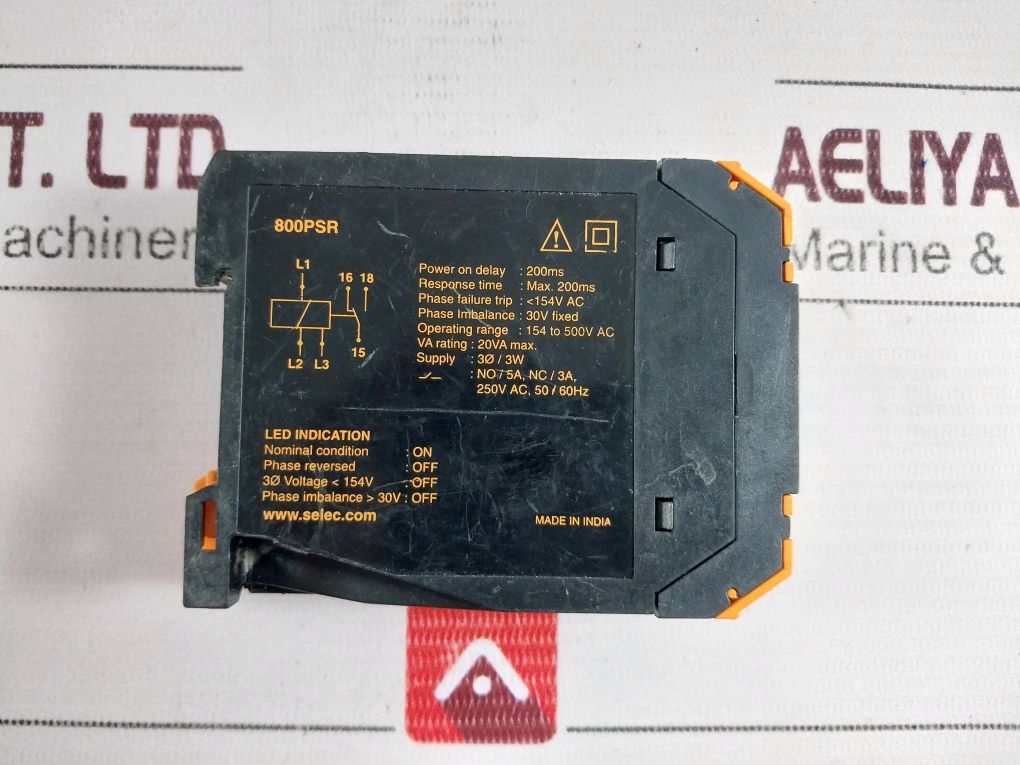 Selec 800Psr Phase Sequence Relay 250V Ac,50/60Hz