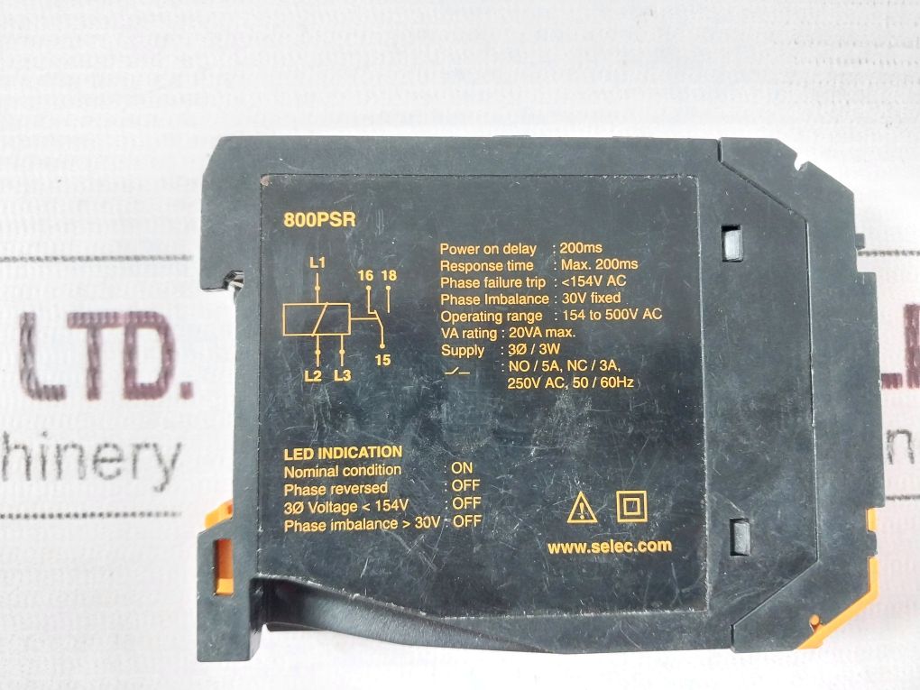 Selec 800Psr Phase Sequence Relay 250V Ac, 50/60Hz