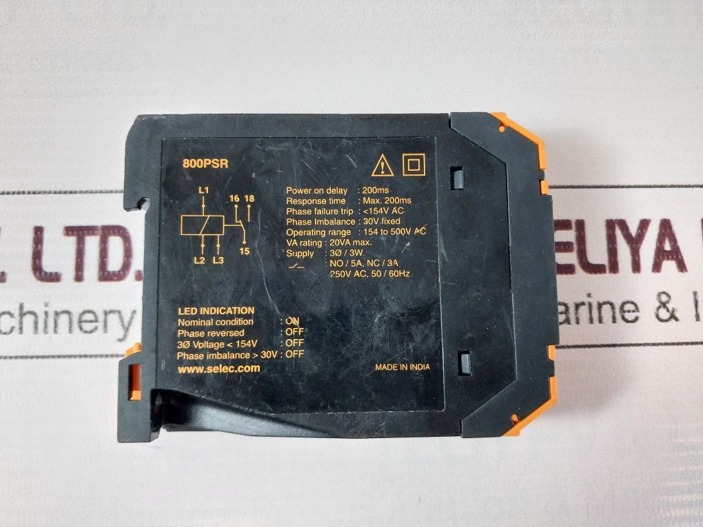 Selec 800Psr Phase Sequence Relay 154 To 500V Ac V 1.00.2.00